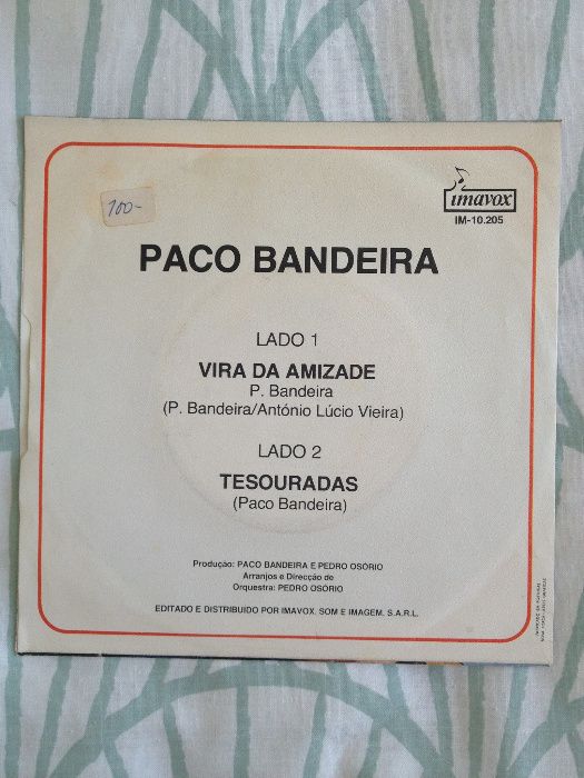 Disco vinil 45rpm: Paco Bandeira "Vira da Amizade" (vintage)