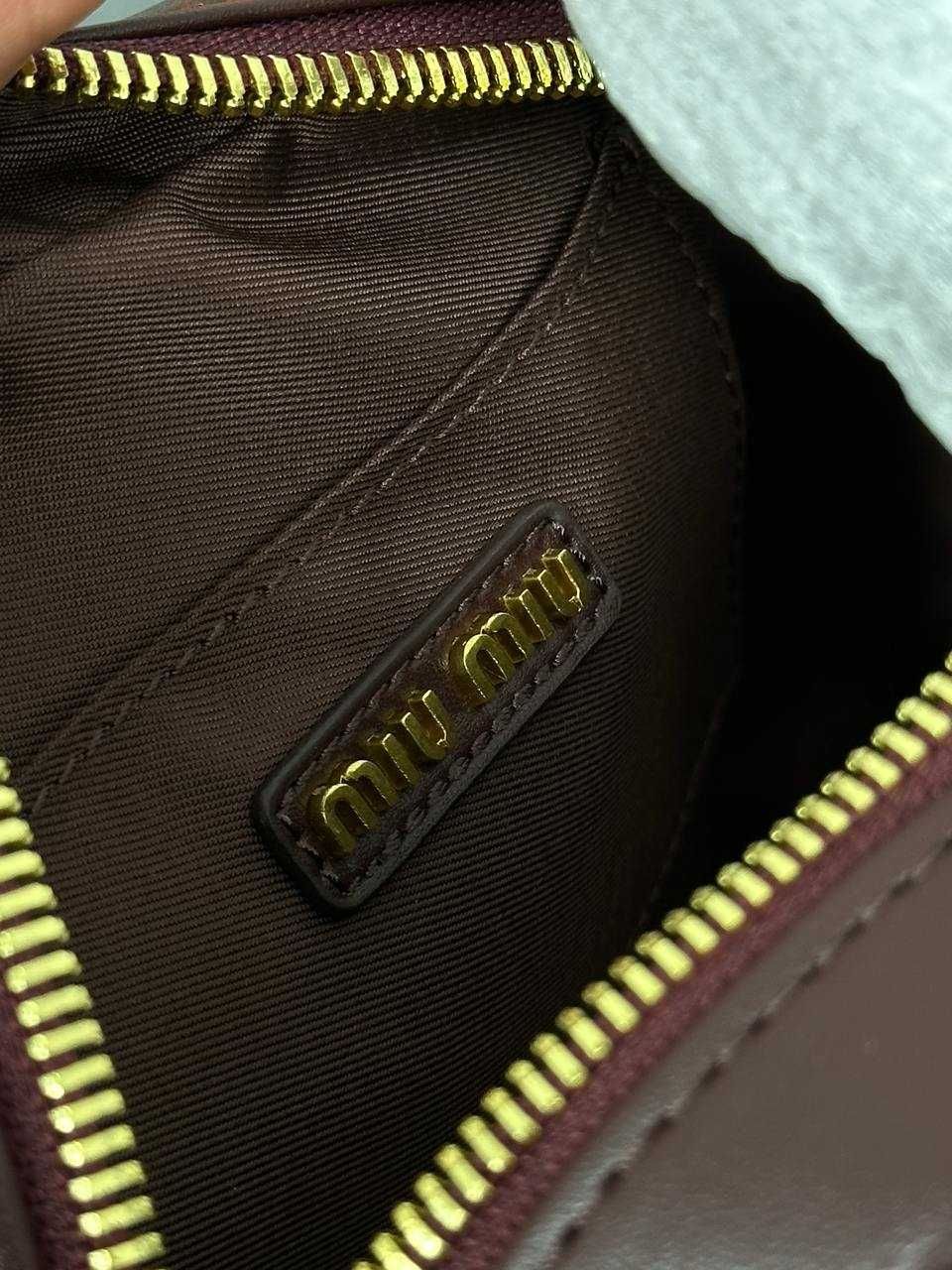Жіноча сумка Miu Miu Arcadie Matelassé Nappa Leather Bag Burgundy