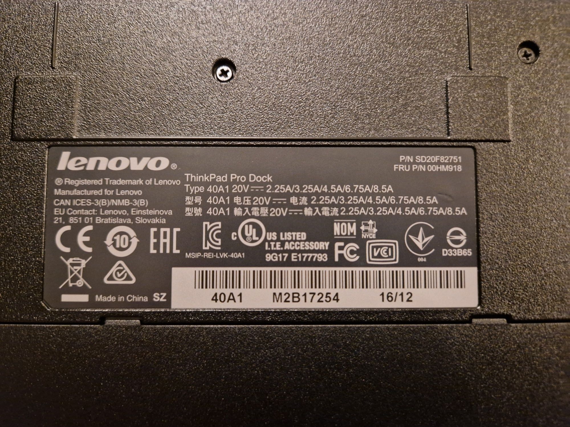 Stacja dokująca Lenovo ThinkPad Pro Dock 40A1