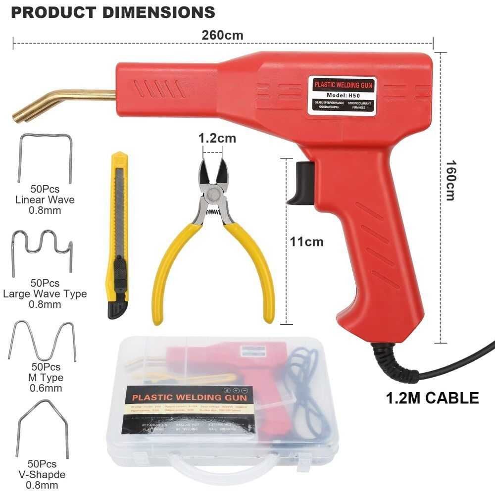 термостеплер, паяльник для пластику, 220в, h50 чорний/червоний