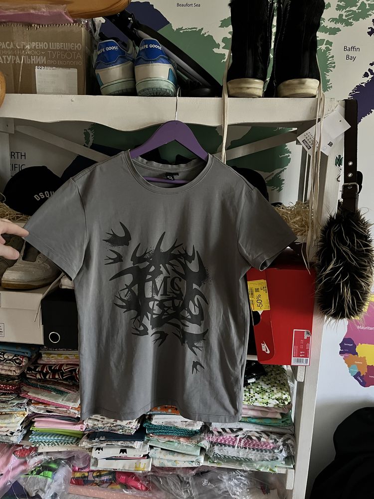 alexander mcqueen&stussy футболка MQ оригинал винтаж маквин тишка реп