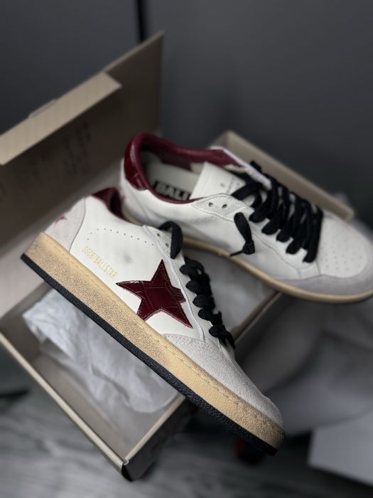 Кеди кеды кроссовки golden goose бургунди белые кроссовки
