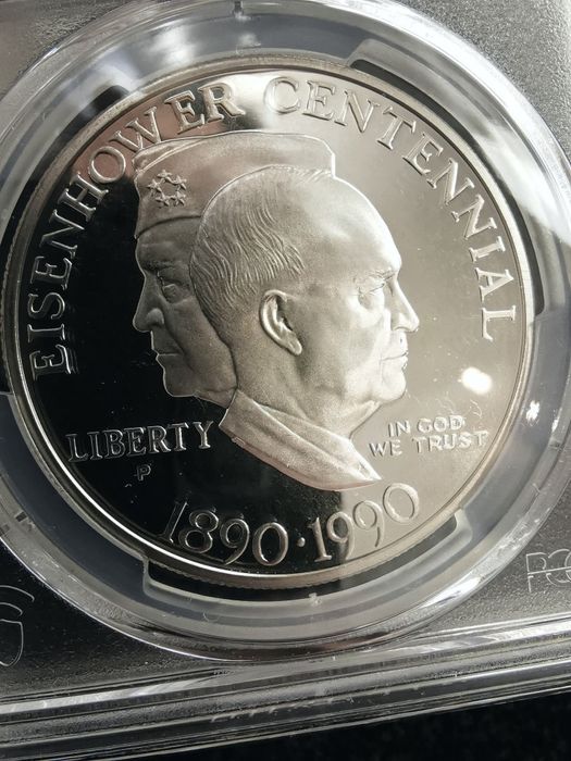 США 1 долар 1990р. 100р. Від народження Ейзенхауера. СРІБЛО. СЛАБ