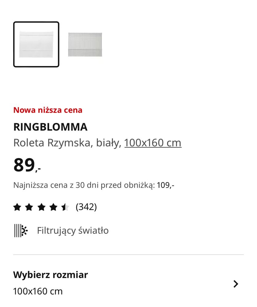 Roleta rzymska IKEA