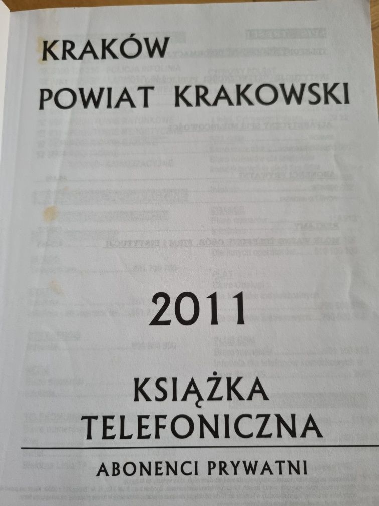 Książka telefoniczna Kraków I powiat 2011r.