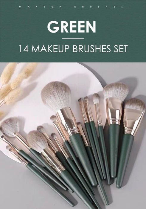 набір пензлів для макіяжу 14 шт в чохлі