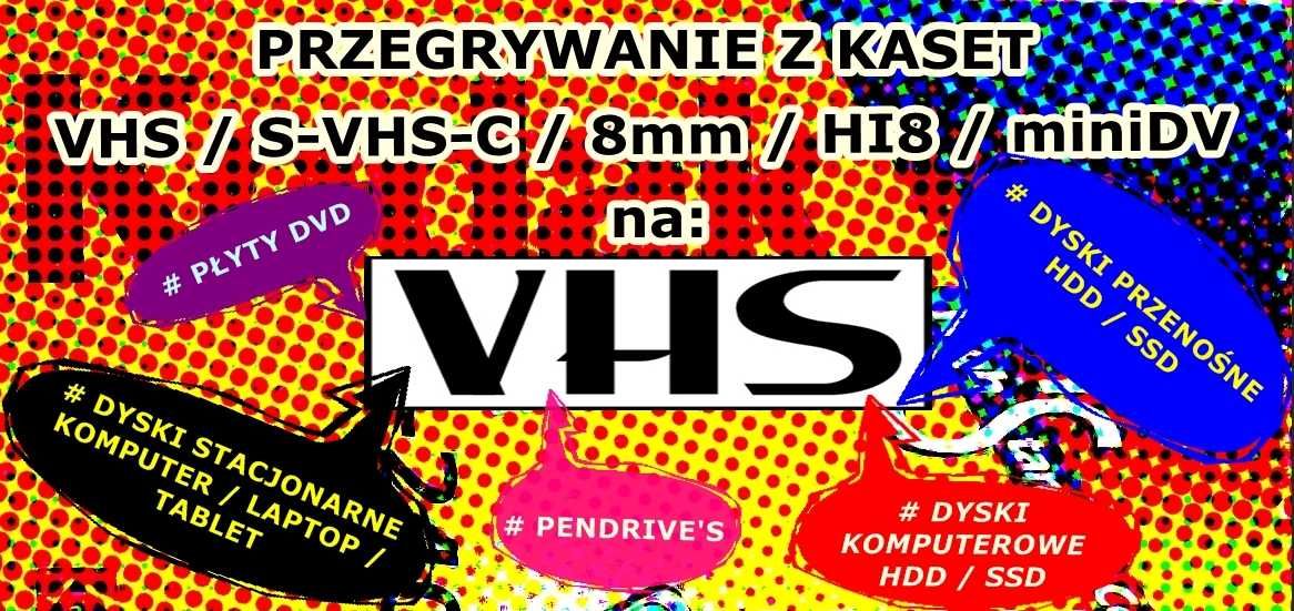 Przegrywanie kaset wideo: VHS / VHS-C / S-VHS-C  / 8 mm / Hi8 / miniDV