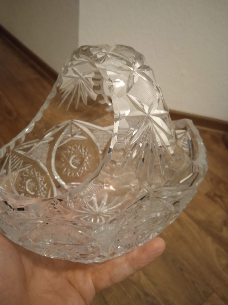 Kryształ kryształowy koszyk na słodycze dekoracje PRL