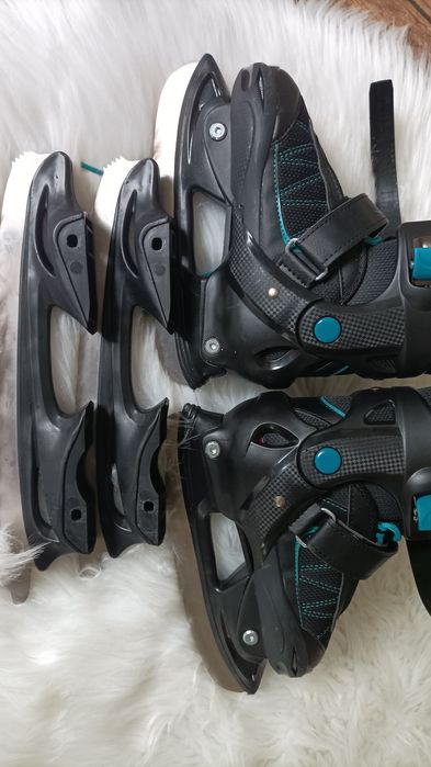 Łyżworolki rozmiar 30-33 3 wymienne płozy hokejowe+figurowe+ rolki