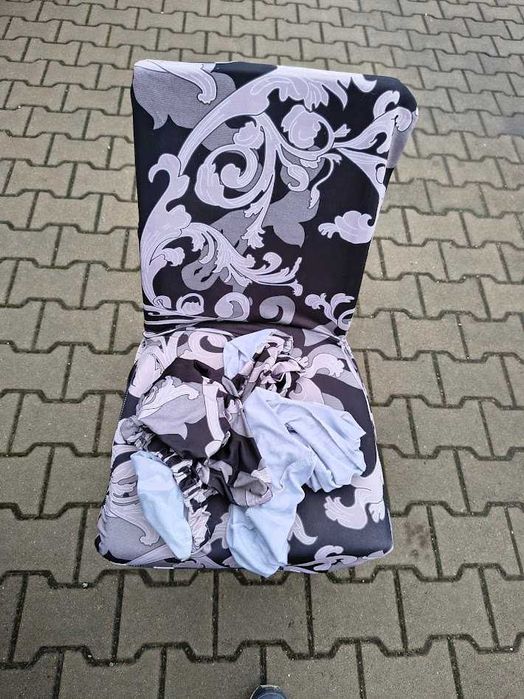 Pokrowce na krzesła, zestaw 8 sztuk 3 rodzaje, stan BDB