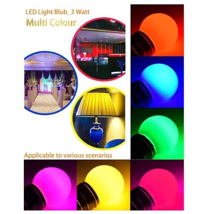 40x Zestaw Kolorowych Żarowek Led V-Too E27 3W Do Dekoracji