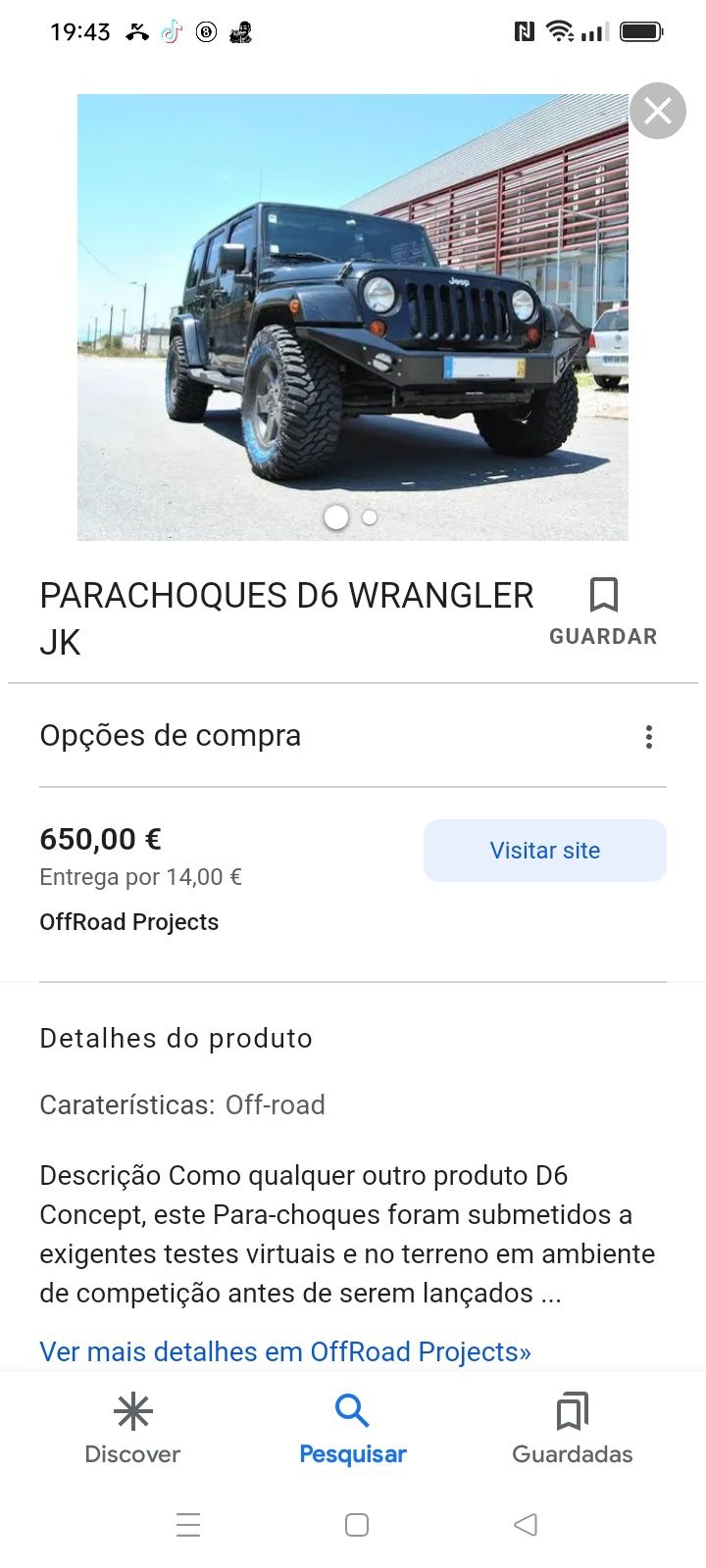 Parachoque em ferro frente,trás para jeep Wrangler