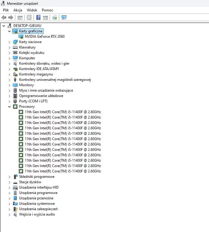 Komputer do gier rtx 2060 i5 16 gb ram ssd 1tb windows 11