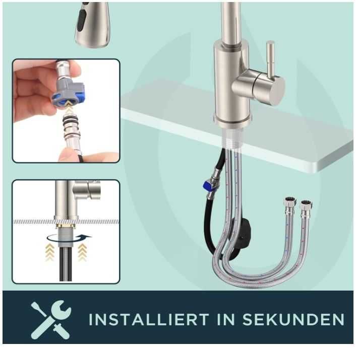 Bateria kuchenna z wyciąganą wylewką FORIOUS, 2 strumienie wody