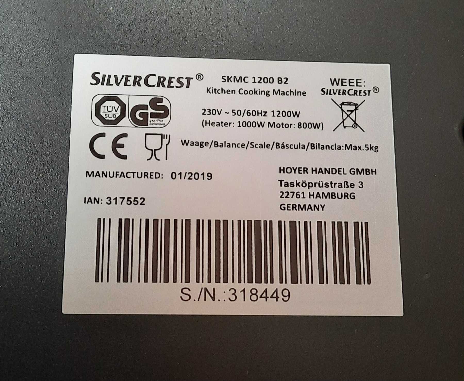Lidlomix SilverCrest SKMC 1200W B2