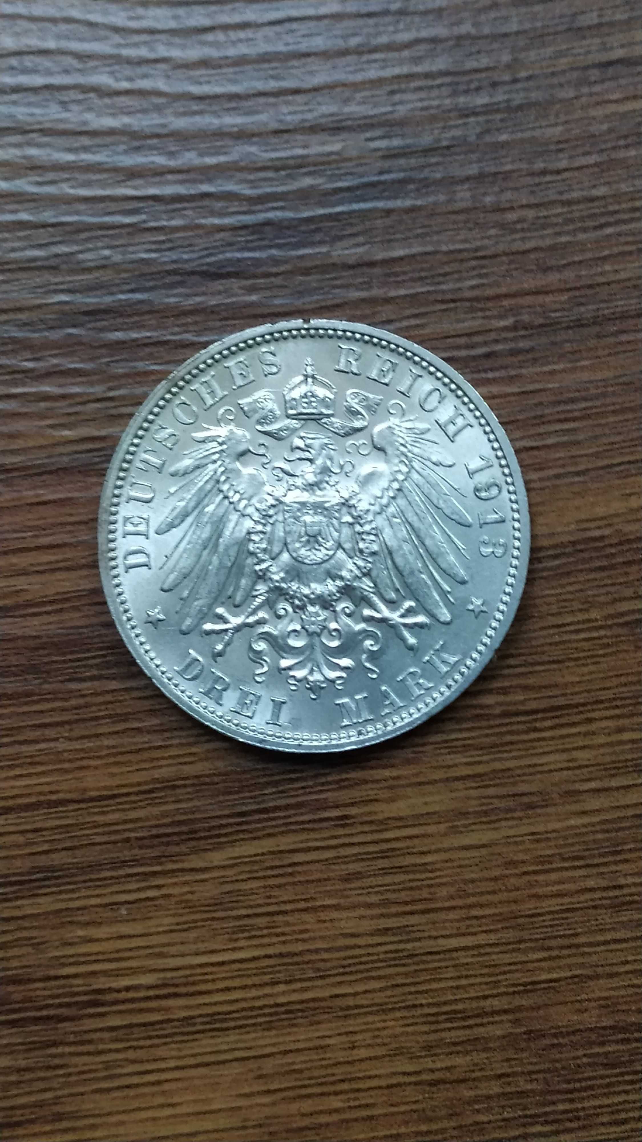 Cesarstwo Niemieckie 3 marki 1913 r