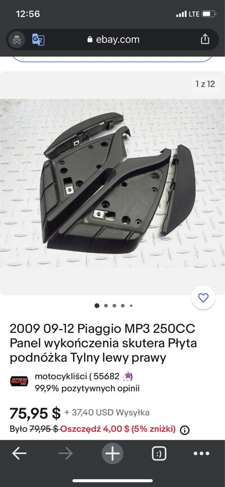 Piaggio MP3 Osłony panel podłogi prawy Lewy wypełnienie osłona owiewki