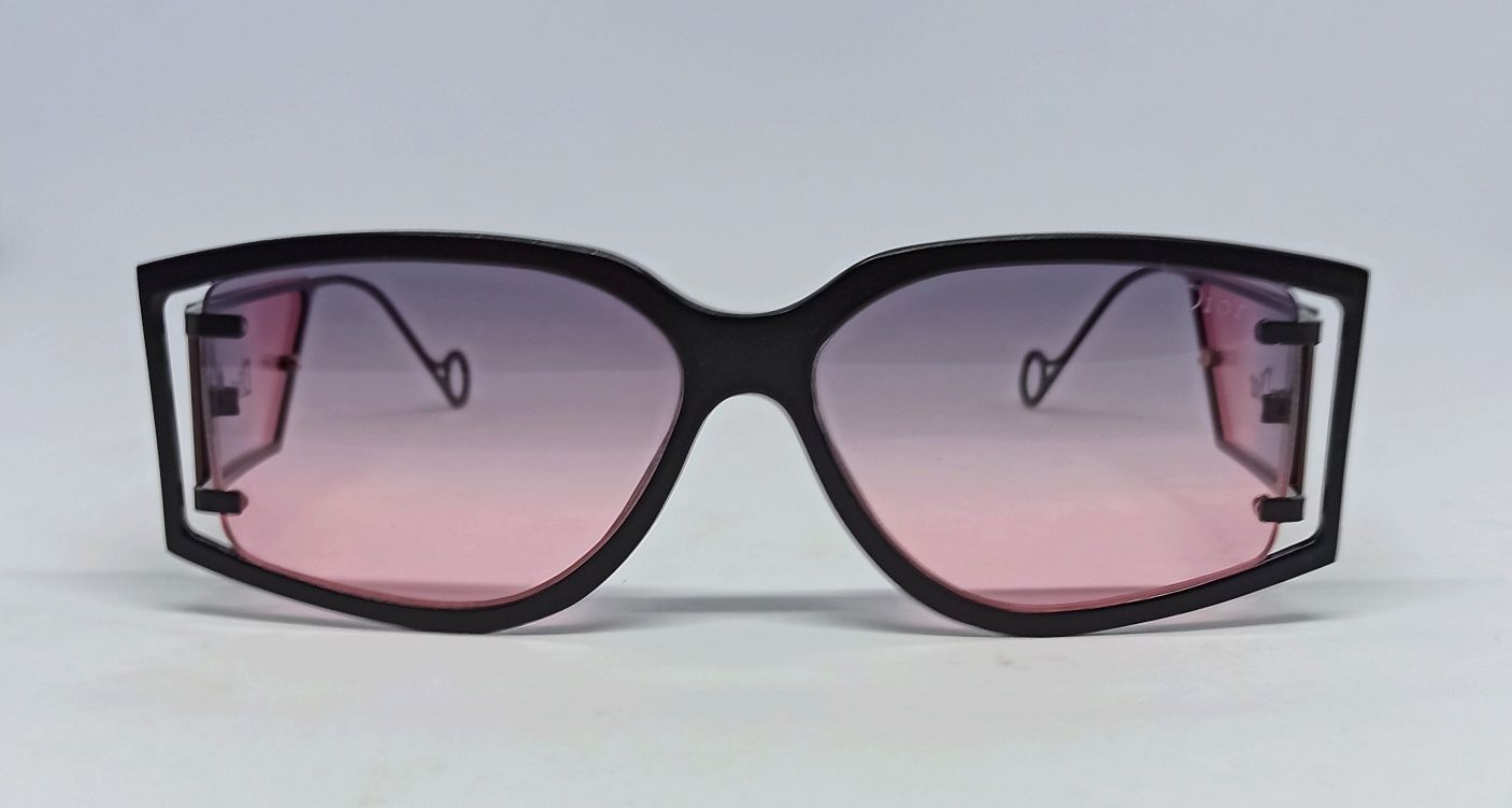 Женские брендовые очки розово фиолет градиент в черном металле