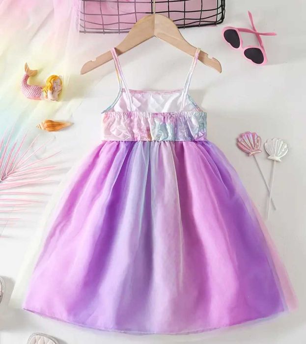 Śliczna sukienka Syrenka Ariel, r. 110/116 błyszczy