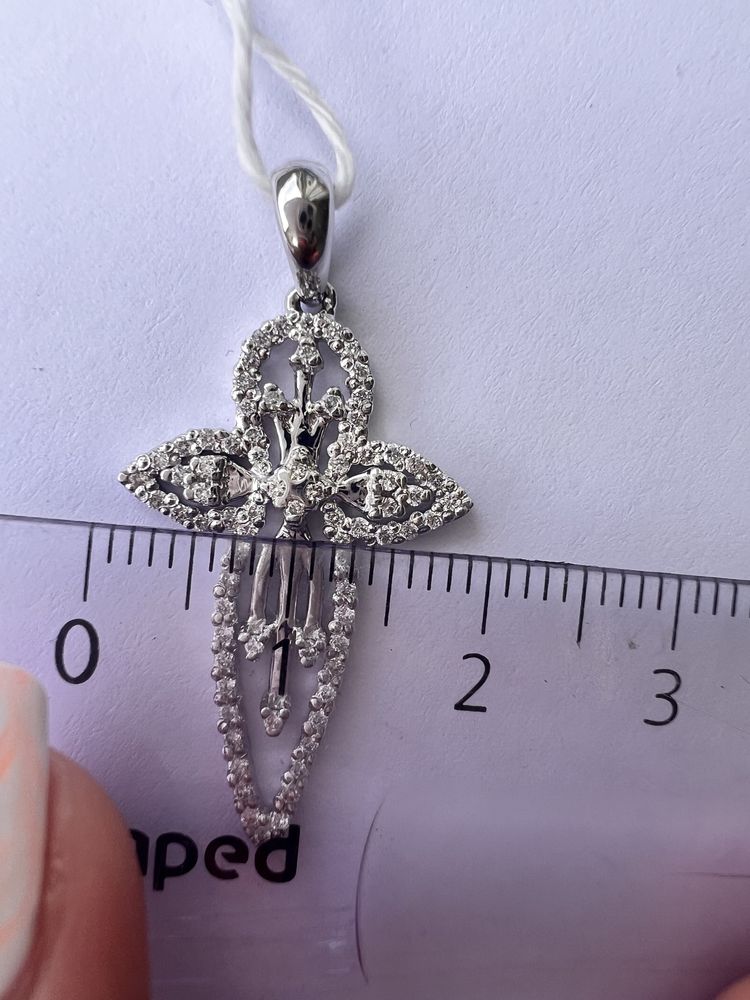 Шикарный золотой крест с бриллиантами 0,34ct белое золото 585 проба