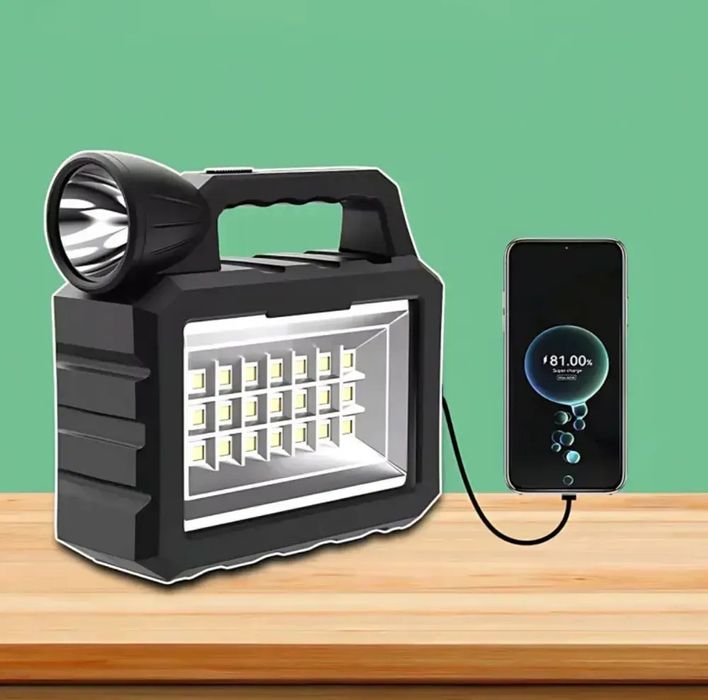 Зарядна станція портативна з сонячною панеллю ліхтарем та 3 лампочками