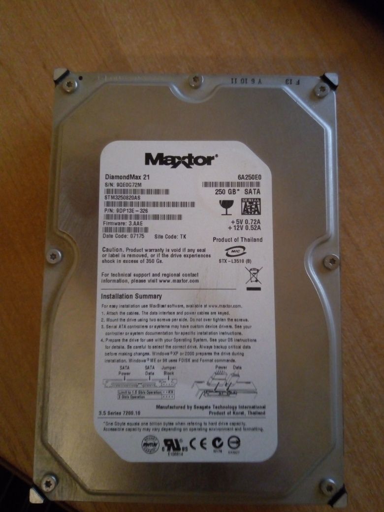 Hdd 250 Gb жесткий диск Maxtor