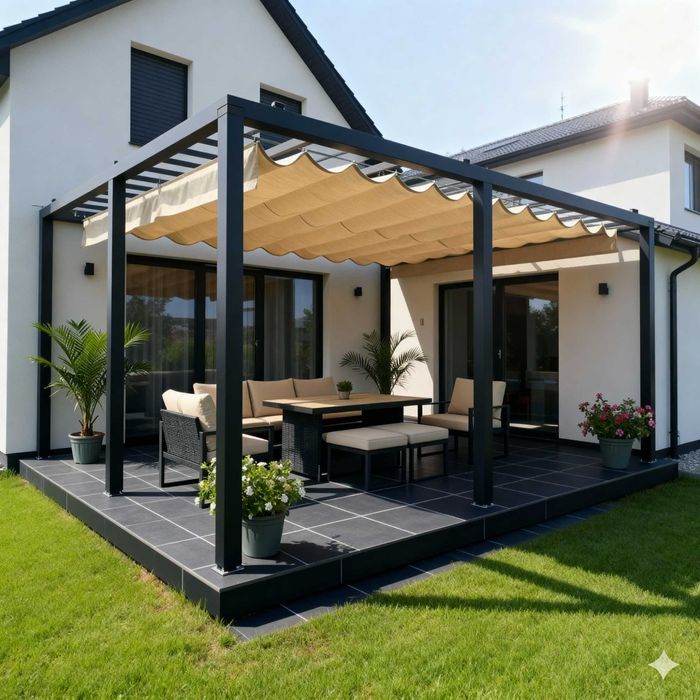 Roleta Rzymska Taras Pergola Wodoodporna Na Wymiar Ultra Mocna