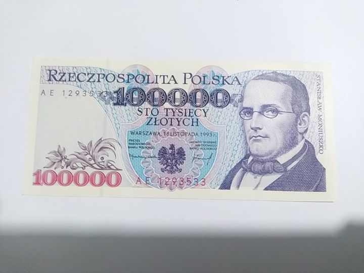Banknot PRL sto tysięcy złotych UNC