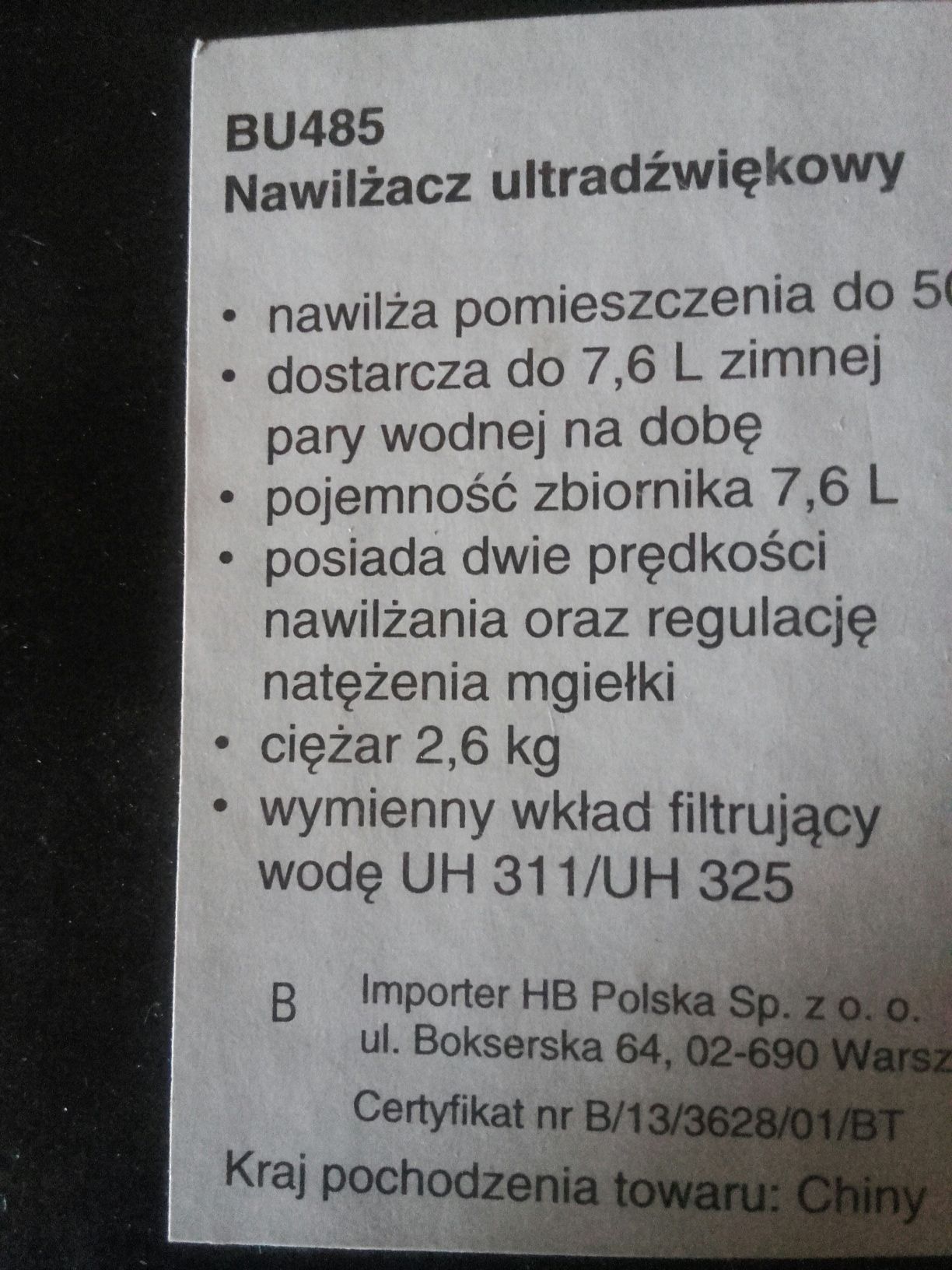 Nawilżacz powietrza Bionaire