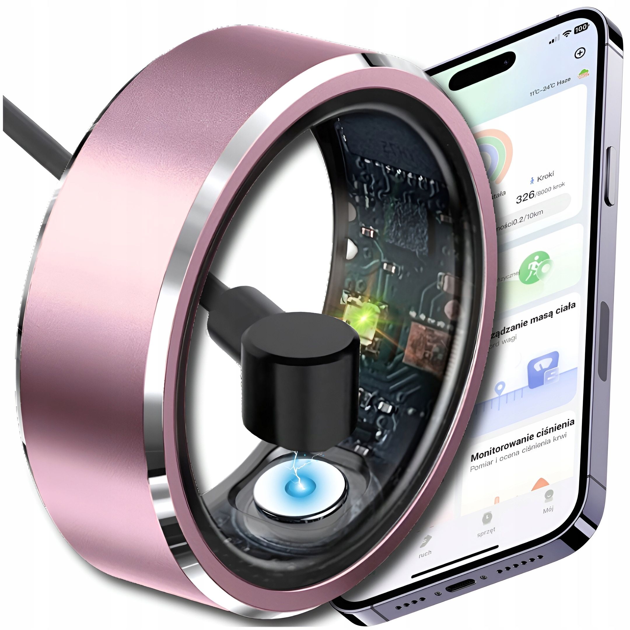 Smart Ring Inteligentny Pierścionek Tętno Sen Rozmiar 22 Smartring