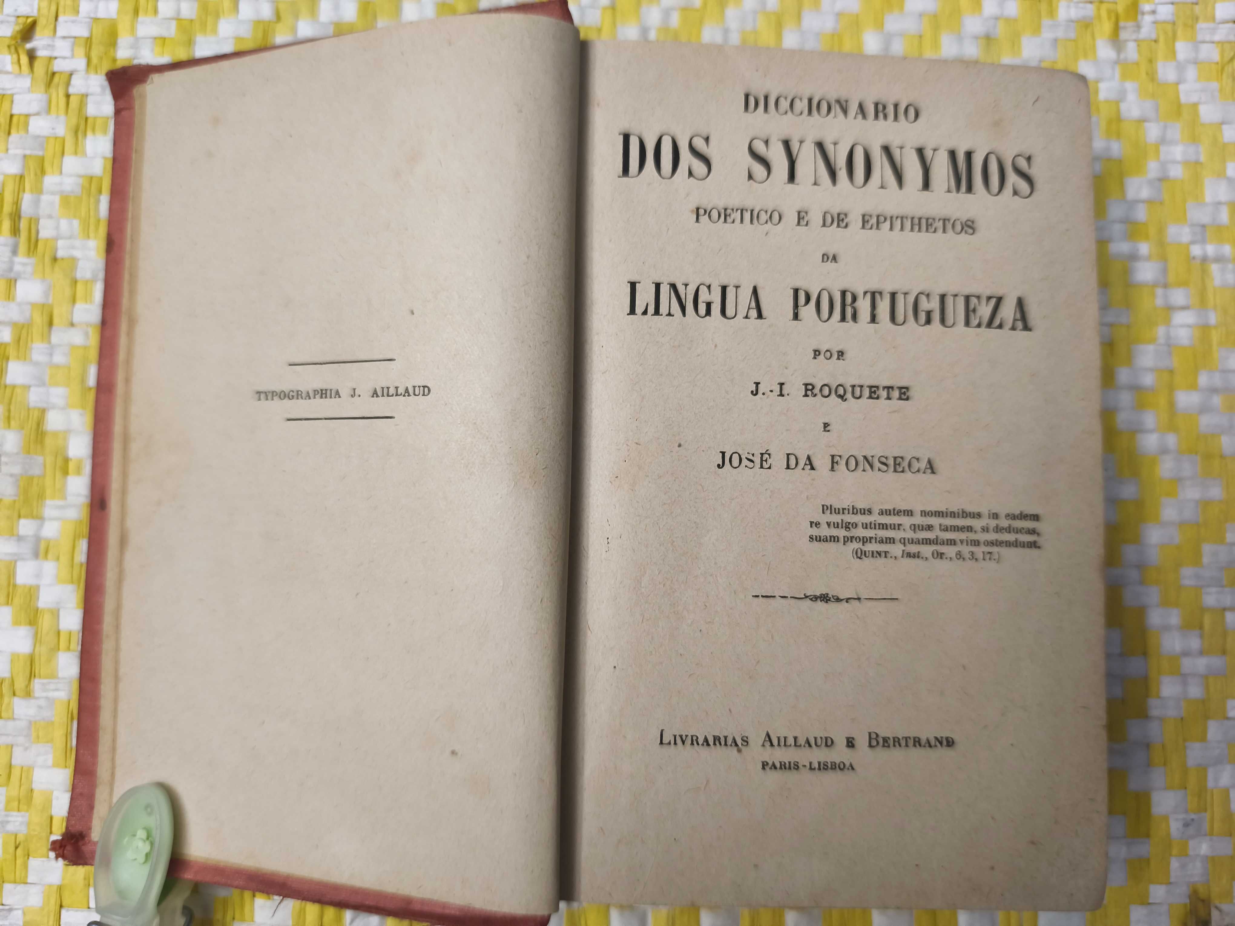 Diccionario dos Synonymos Poetico de de Epithetos da L Portuguesa –