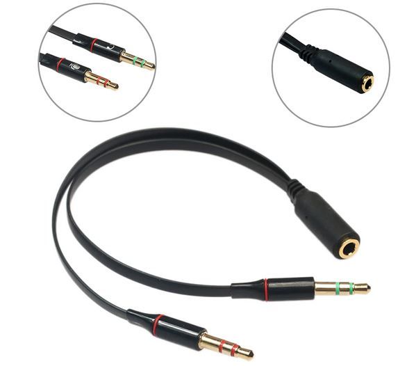 2 Opções - Cabo audio Jack 3,5mm Macho para 2x Femea Stereo (15cm)