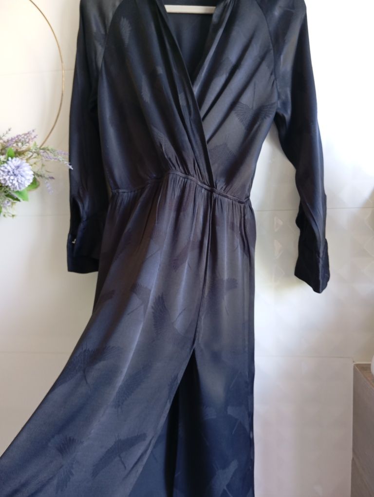 Sukienka elegancka kobieca satyna wiskozowa casual elegant Zara