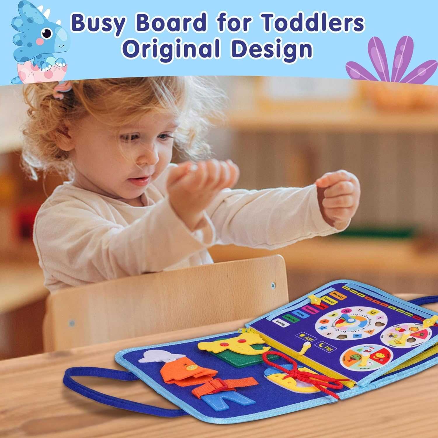 Tablica Manipulacyjna Sensoryczna dla Dzieci Miękka Montessori 2