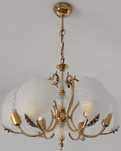 Candeeiro Tecto Dourado 6 Lustres - Metal & Vidro