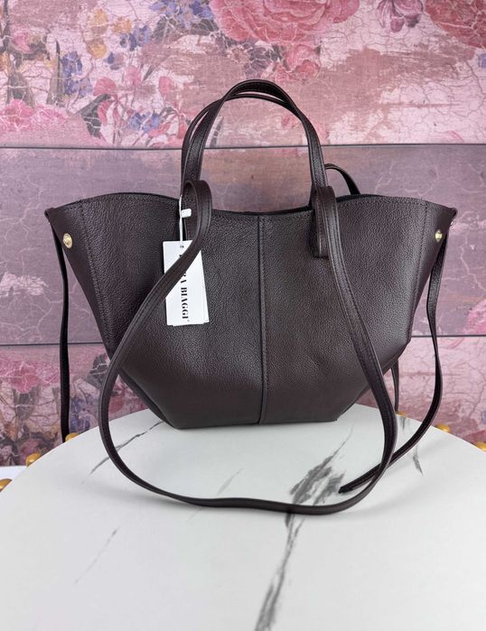 TOREBKA shopperka SKÓRA NATURALNA kolor czekoladowy + kosmetyczka