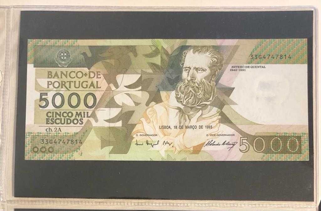 1993 - Nota de 5000 escudos Antero de Quental
