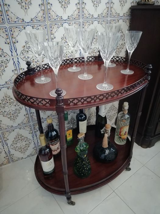 Mesa Apoio Bar Antigo C Rodas