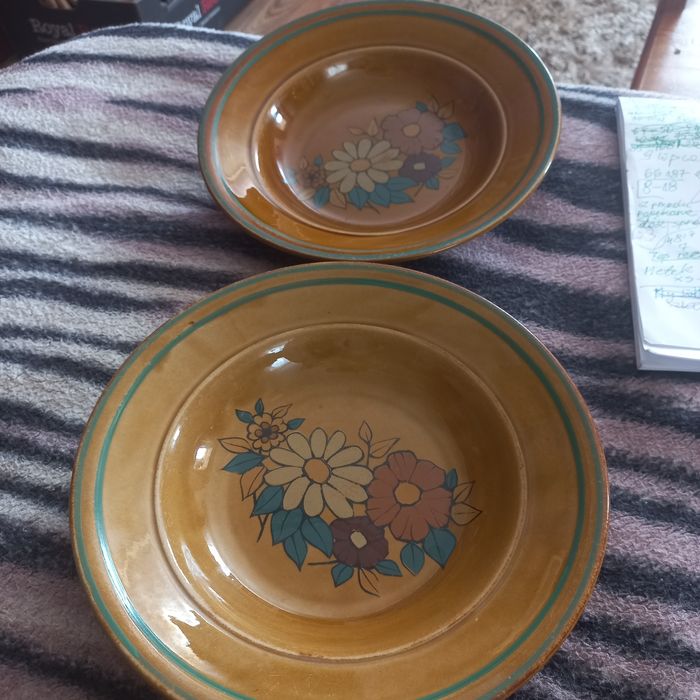 Talerze głębokie porcelit tułowice wintage PRL