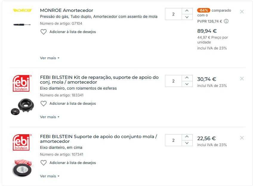 Amortecedor Suporte apoio do conj. Cabeçote do amortecedor -Smart 451