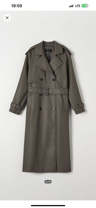 Тренч (шкірзам) графіново-сірий/