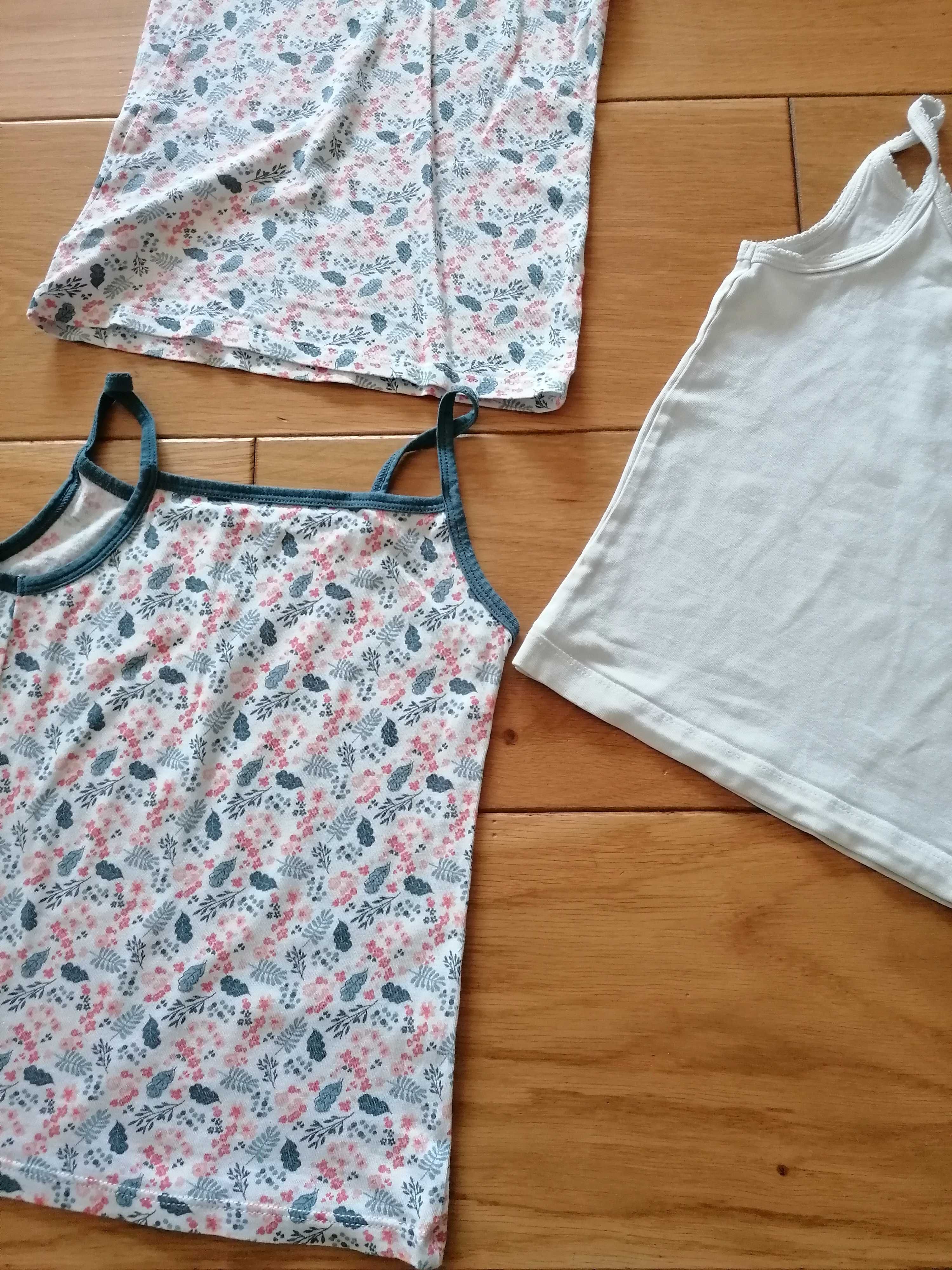 Zestaw 3x podkoszulek Tex i H&M biała i w kwiaty 98cm 2-3lata
