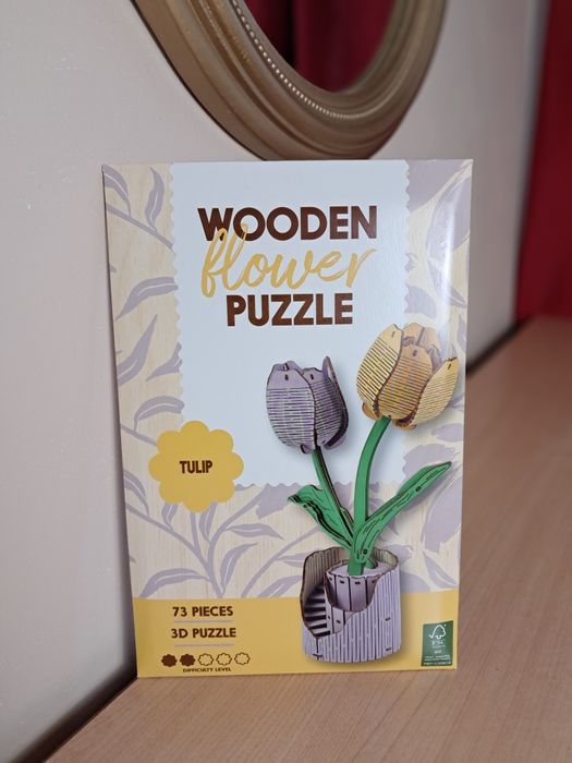 Puzzle 3D Drewniane Kwiaty Tulipany DIY