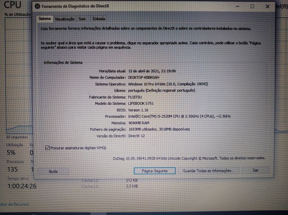 Fujitsu lifebook S751 I5 4GB DDR3