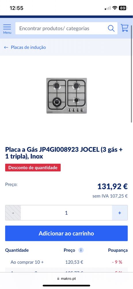 Vendo placa a gás Jocel