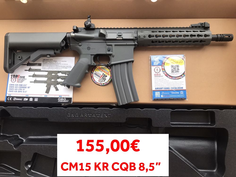 Fuzil Eléctrico M4 Airsoft marca G&G modelo CM15 KR-CQB + CM16 MOD0 G&G ED LIM