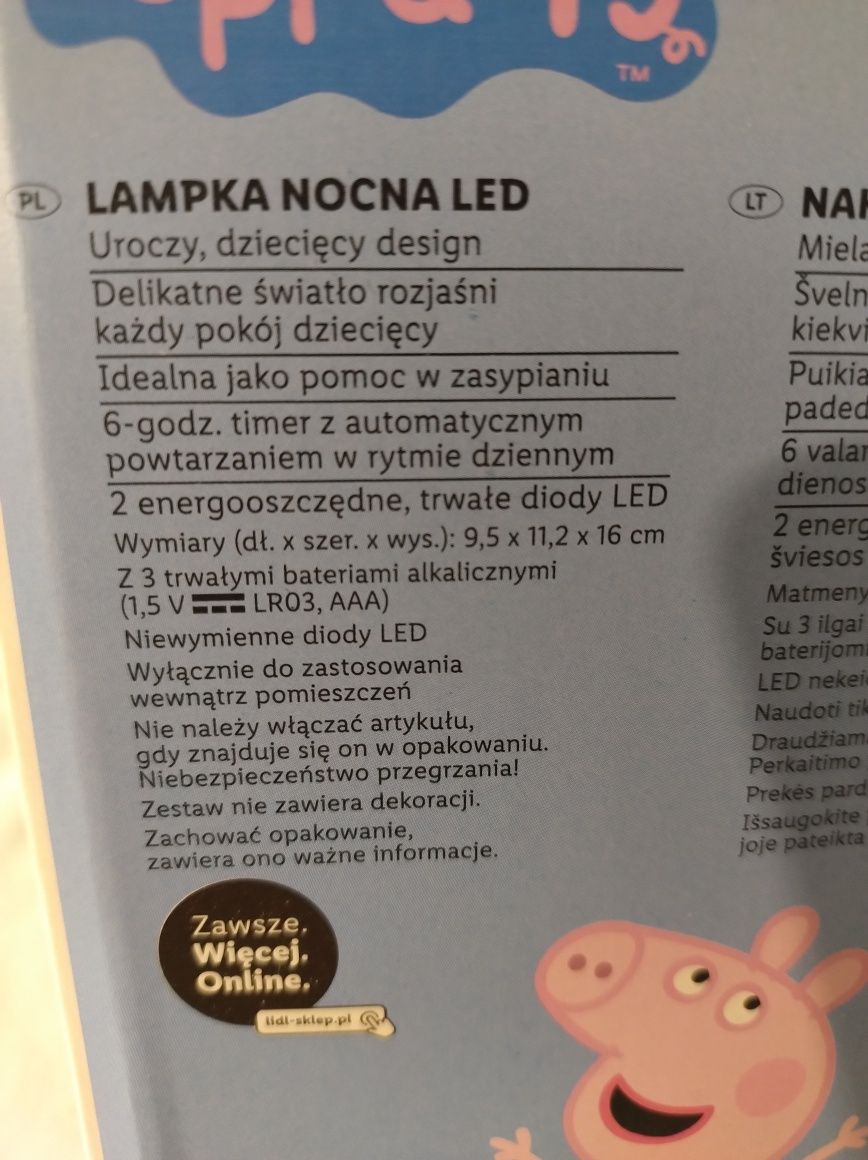 Lampka nocna Świnka Peppa