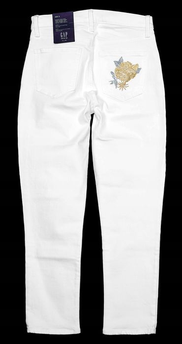 GAP | SUPER HIGH RISE 3/4 | Piękne Białe Jeansy Damskie Skinny | r.26R