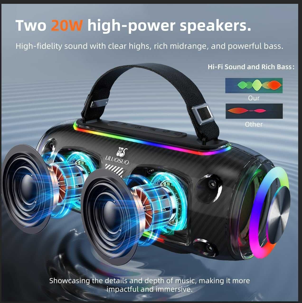 Głośnik KARAOKE bezprzewodowy bluetooth LILUOSUO NR-8806 USB mikrofony