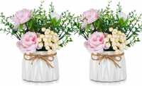 dekoracja ze sztucznych kwiatów w wazonie, kwiaty w doniczce
